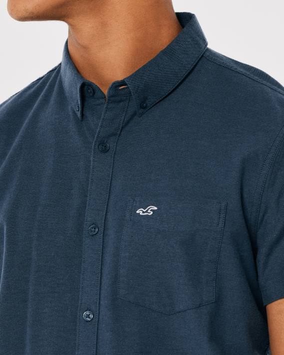 Hollister Mænd kortærmet skjorte med logoikon 2H8Z923 toppe flåde