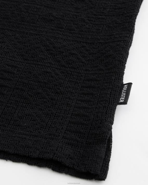 Hollister Mænd kortærmet skjorte med strukturmønster 2H8Z916 toppe sort sd/tekstur