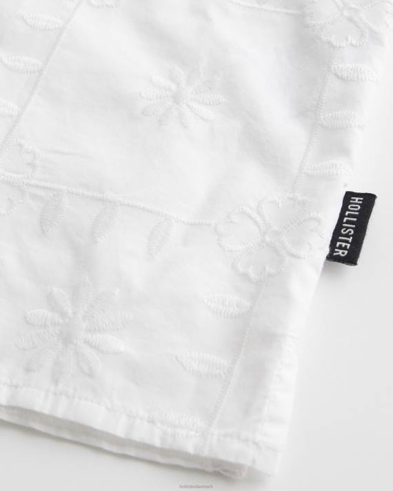 Hollister Mænd kortærmet skjorte med strukturmønster 2H8Z930 toppe hvid