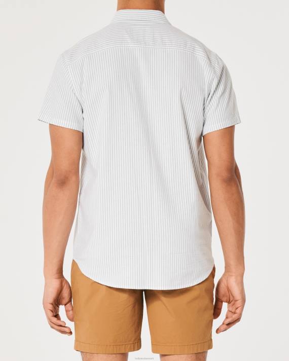 Hollister Mænd kortærmet stribet oxford skjorte 2H8Z1008 toppe oliven stribe