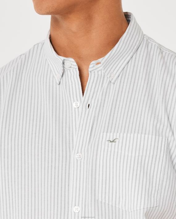 Hollister Mænd kortærmet stribet oxford skjorte 2H8Z1008 toppe oliven stribe