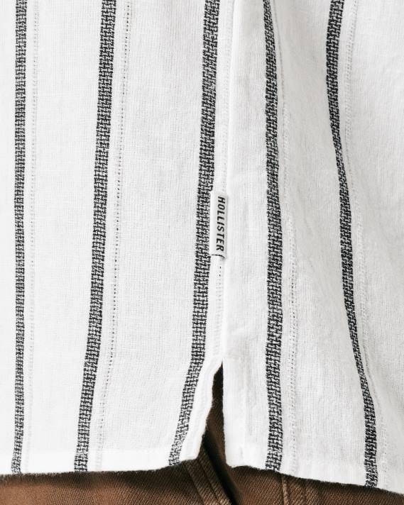 Hollister Mænd kortærmet stribet skjorte 2H8Z1039 toppe hvid stribe