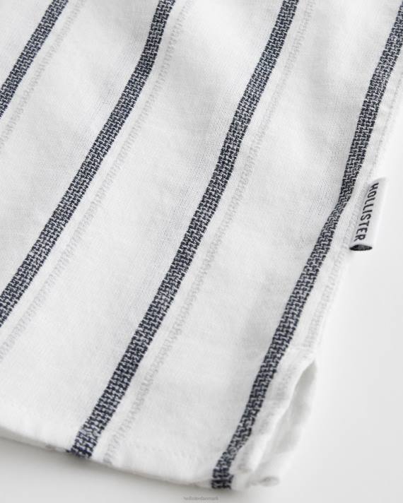 Hollister Mænd kortærmet stribet skjorte 2H8Z1039 toppe hvid stribe