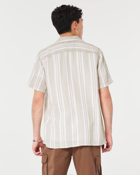 Hollister Mænd kortærmet stribet skjorte 2H8Z841 toppe solbrun stribe