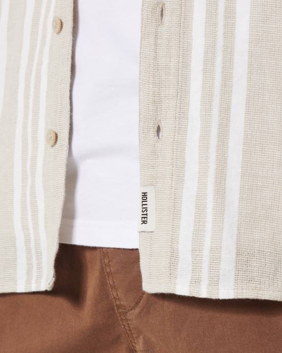Hollister Mænd kortærmet stribet skjorte 2H8Z841 toppe solbrun stribe