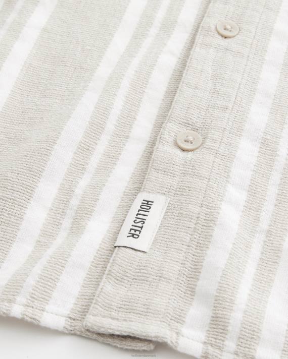 Hollister Mænd kortærmet stribet skjorte 2H8Z841 toppe solbrun stribe