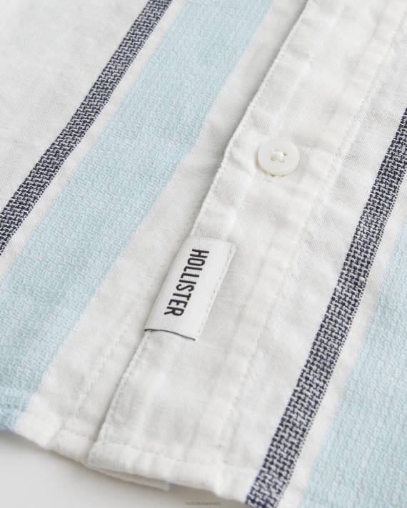 Hollister Mænd kortærmet stribet skjorte 2H8Z855 toppe lyseblå stribe