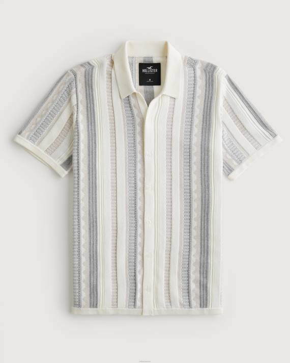 Hollister Mænd kortærmet tekstureret sweatershirt 2H8Z863 toppe hvid stribe