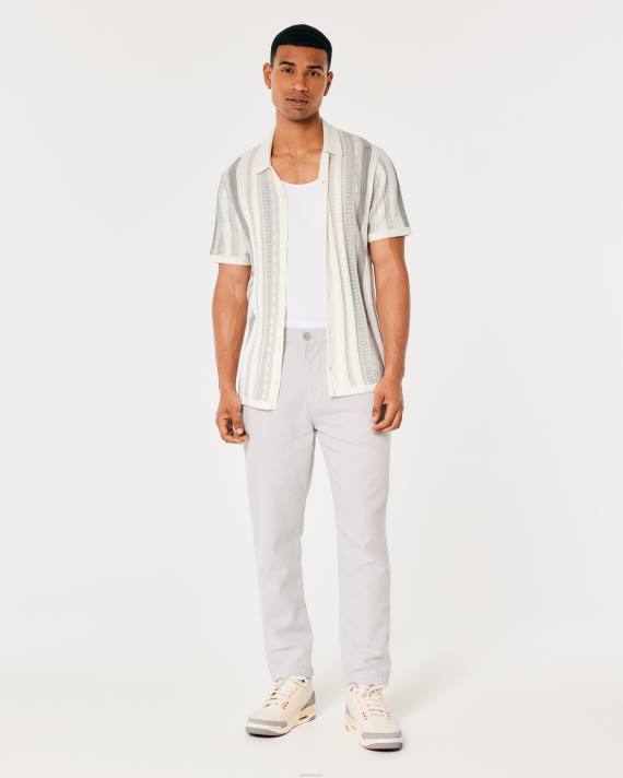 Hollister Mænd kortærmet tekstureret sweatershirt 2H8Z863 toppe hvid stribe