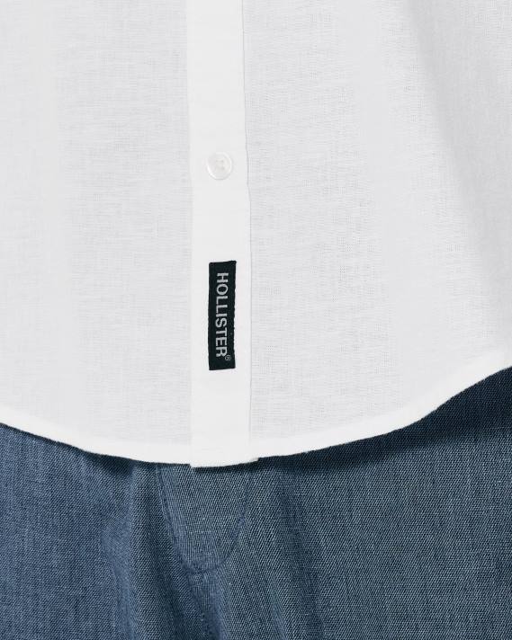 Hollister Mænd skjorte i hørblanding 2H8Z918 toppe hvid