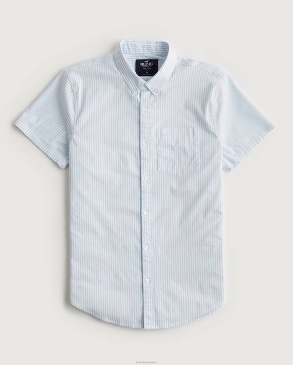 Hollister Mænd stribet kortærmet oxford skjorte 2H8Z842 toppe lyseblå stribe
