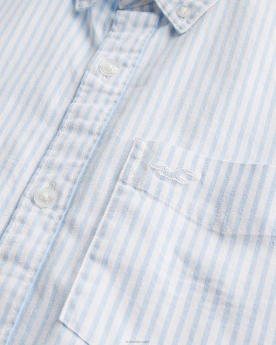 Hollister Mænd stribet kortærmet oxford skjorte 2H8Z842 toppe lyseblå stribe