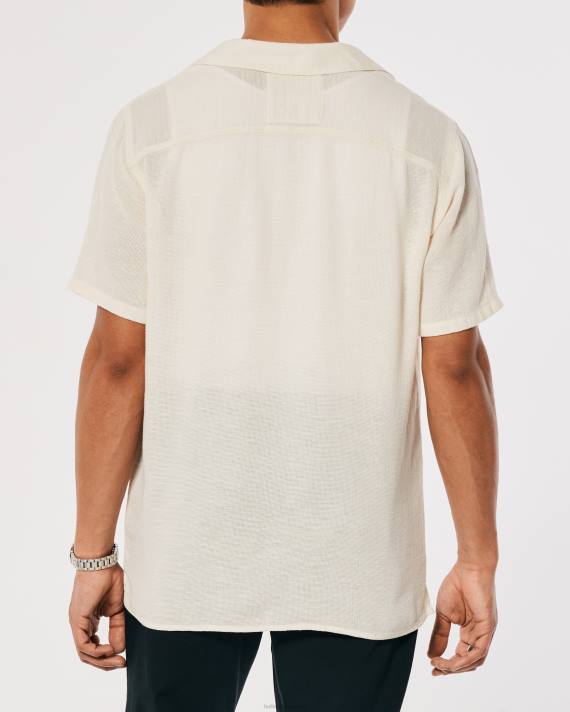 Hollister Mænd tekstureret kortærmet skjorte 2H8Z877 toppe off white