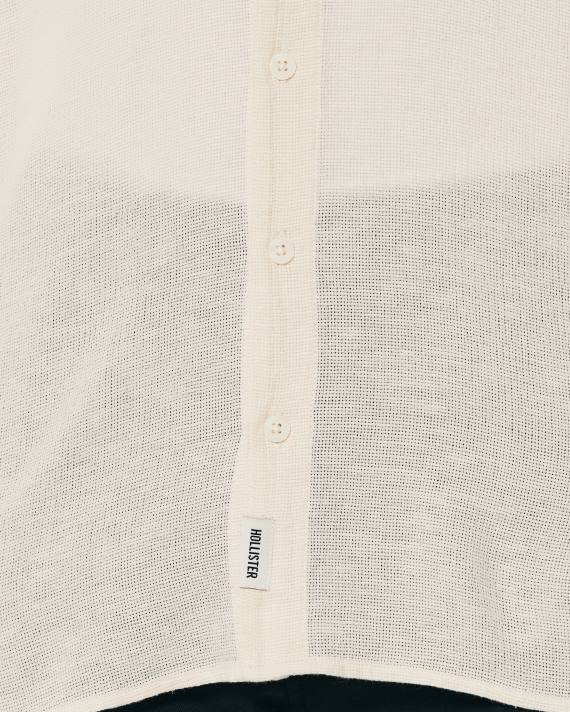 Hollister Mænd tekstureret kortærmet skjorte 2H8Z877 toppe off white