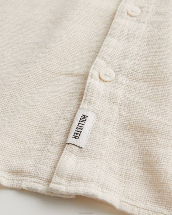 Hollister Mænd tekstureret kortærmet skjorte 2H8Z877 toppe off white