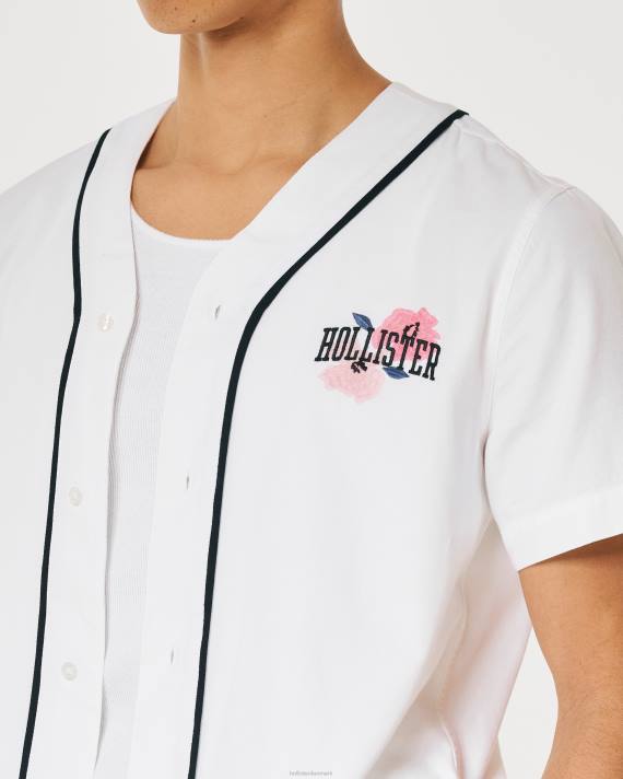 Hollister Mænd afslappet cherry blossom logo grafisk baseball skjorte 2H8Z1080 toppe hvid