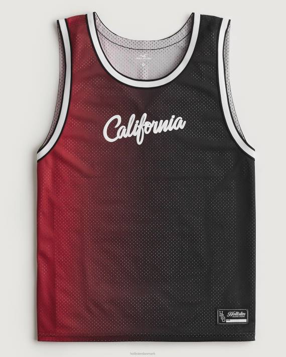 Hollister Mænd afslappet mesh grafisk tank 2H8Z1076 toppe rød til sort ombre