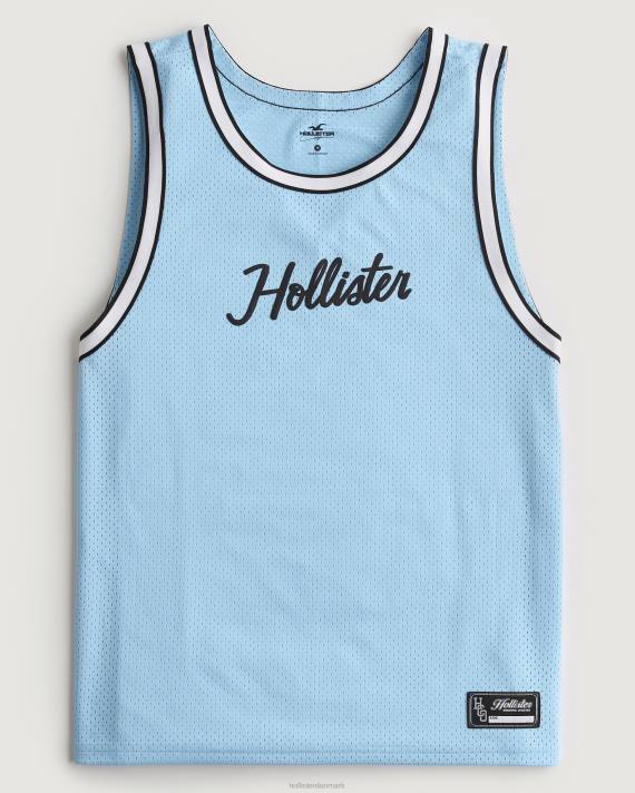 Hollister Mænd afslappet mesh logo tank 2H8Z1077 toppe lyseblå