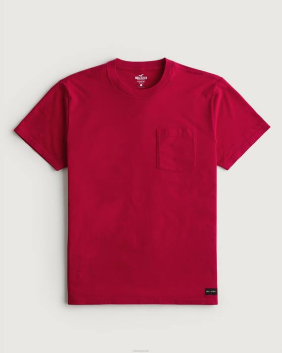Hollister Mænd afslappet pocket crew t-shirt 2H8Z1048 toppe rød