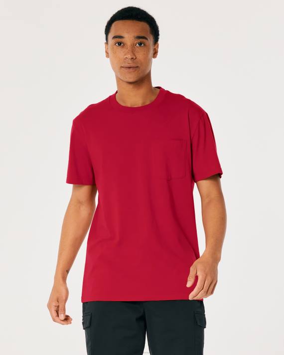 Hollister Mænd afslappet pocket crew t-shirt 2H8Z1048 toppe rød