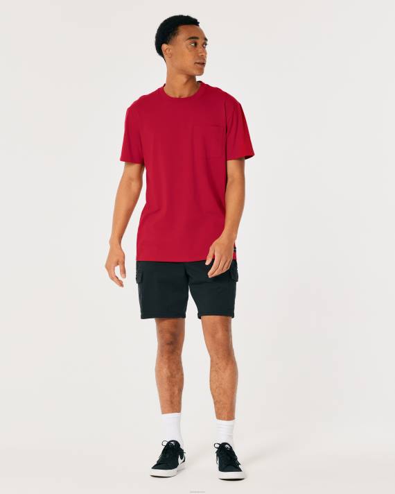 Hollister Mænd afslappet pocket crew t-shirt 2H8Z1048 toppe rød