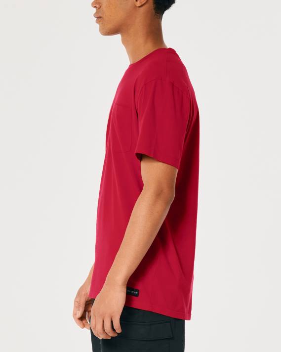 Hollister Mænd afslappet pocket crew t-shirt 2H8Z1048 toppe rød