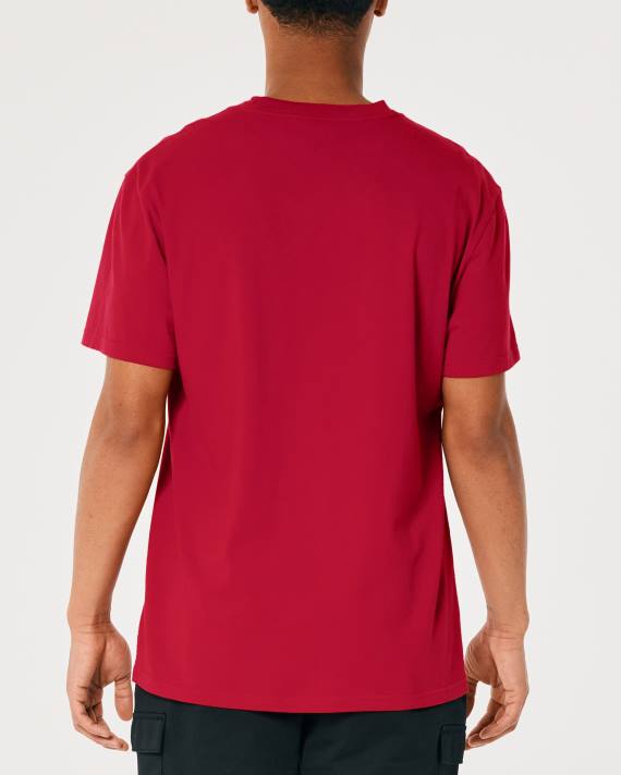 Hollister Mænd afslappet pocket crew t-shirt 2H8Z1048 toppe rød