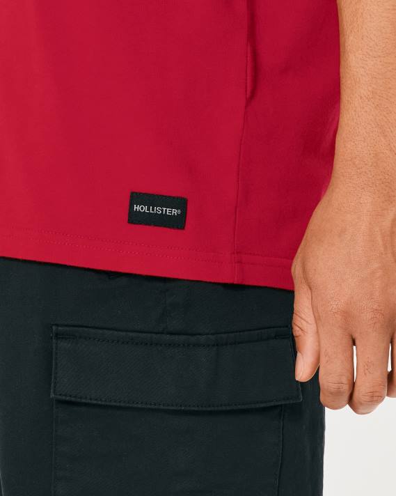 Hollister Mænd afslappet pocket crew t-shirt 2H8Z1048 toppe rød