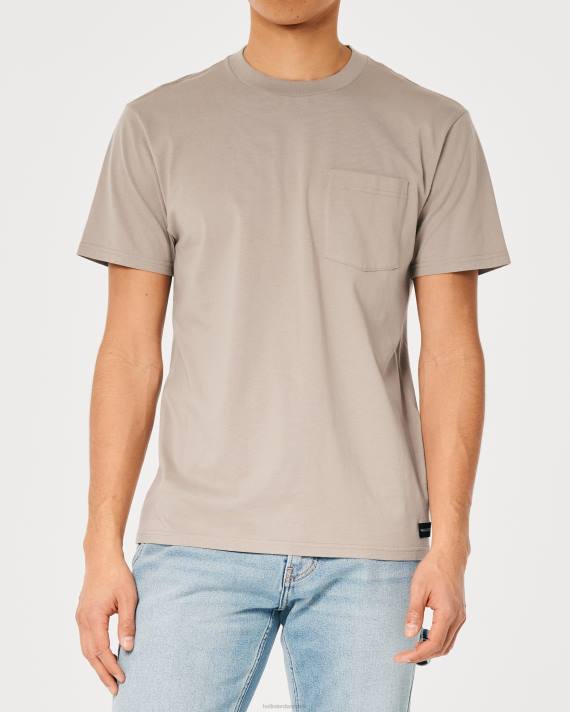 Hollister Mænd afslappet pocket crew t-shirt 2H8Z873 toppe lysebrun