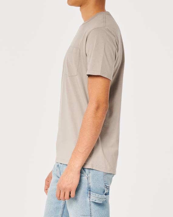 Hollister Mænd afslappet pocket crew t-shirt 2H8Z873 toppe lysebrun