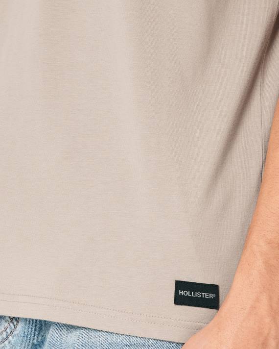 Hollister Mænd afslappet pocket crew t-shirt 2H8Z873 toppe lysebrun