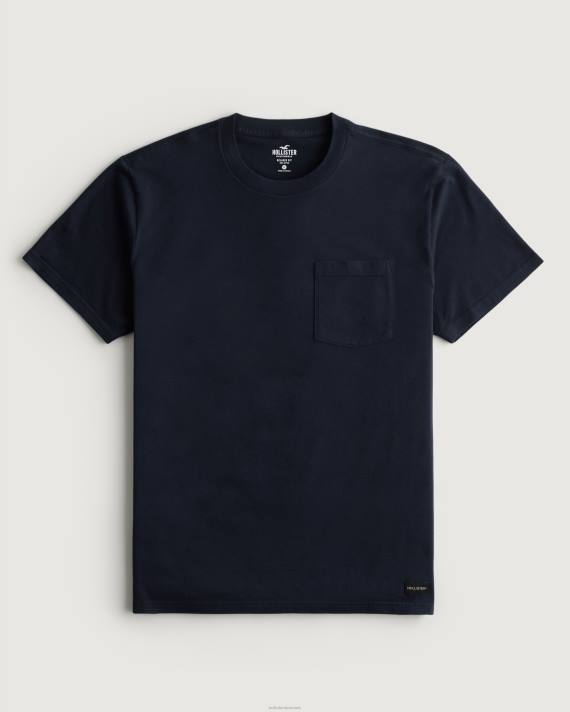 Hollister Mænd afslappet pocket crew t-shirt 2H8Z899 toppe flåde