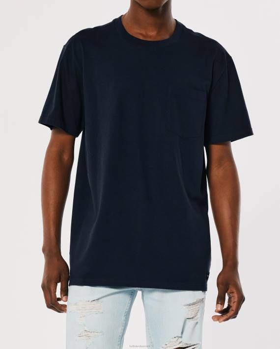 Hollister Mænd afslappet pocket crew t-shirt 2H8Z899 toppe flåde