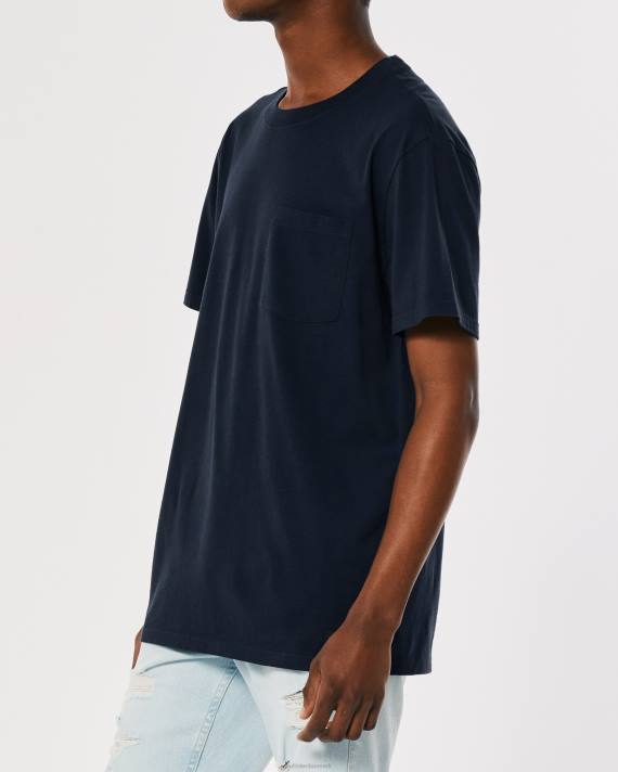 Hollister Mænd afslappet pocket crew t-shirt 2H8Z899 toppe flåde