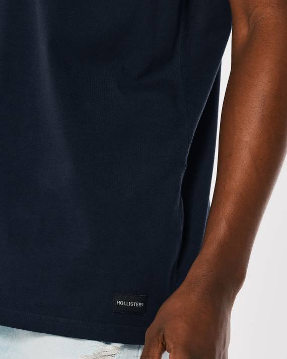 Hollister Mænd afslappet pocket crew t-shirt 2H8Z899 toppe flåde