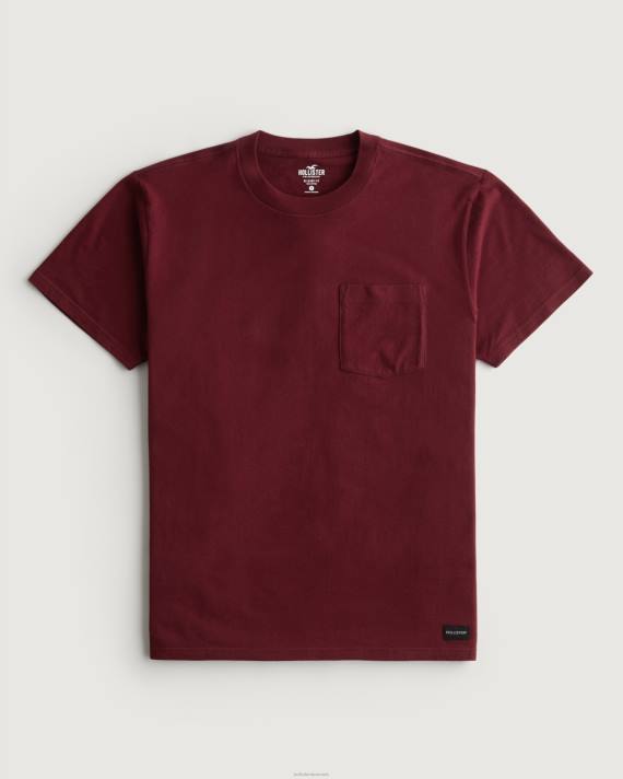 Hollister Mænd afslappet pocket crew t-shirt 2H8Z912 toppe bordeaux