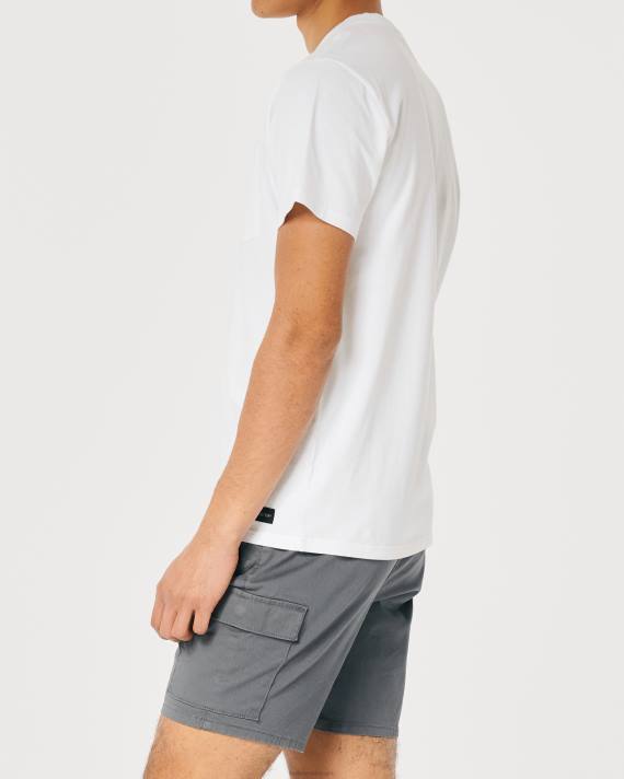 Hollister Mænd afslappet pocket crew t-shirt 2H8Z932 toppe hvid