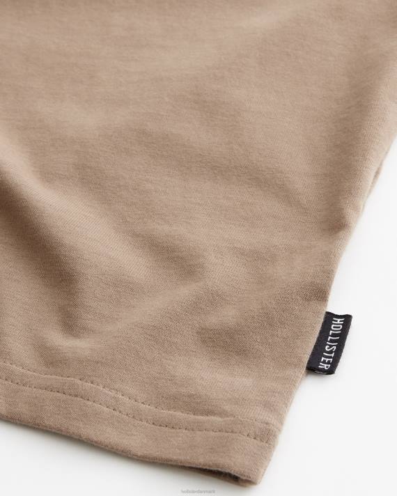 Hollister Mænd afslappet tungvægts besætning t-shirt 2H8Z1031 toppe Brun