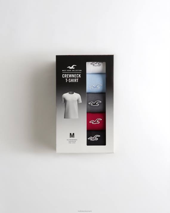 Hollister Mænd besætning t-shirt 5-pak 2H8Z819 toppe multi 5 mandskab