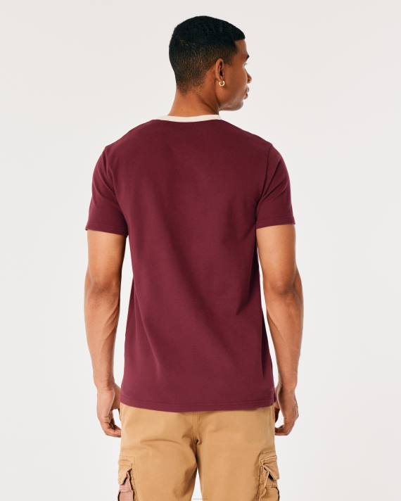 Hollister Mænd besætningsikon pique t-shirt 2H8Z1009 toppe bordeaux