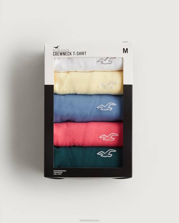 Hollister Mænd bomuldslogo icon crew t-shirt 5-pak 2H8Z818 toppe multi 5 ikon besætning