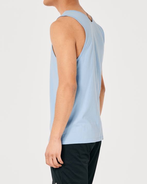 Hollister Mænd bomuldslogo ikon tank 2H8Z837 toppe lyseblå