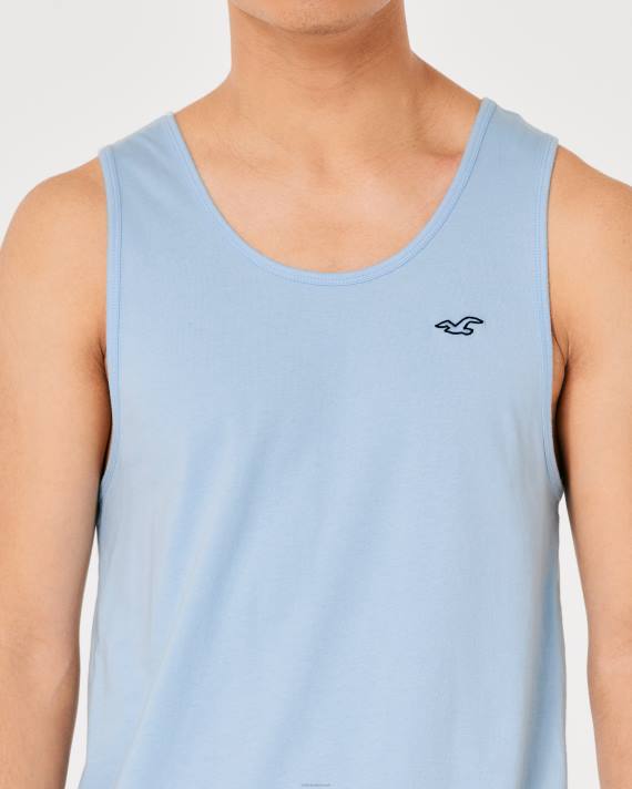 Hollister Mænd bomuldslogo ikon tank 2H8Z837 toppe lyseblå