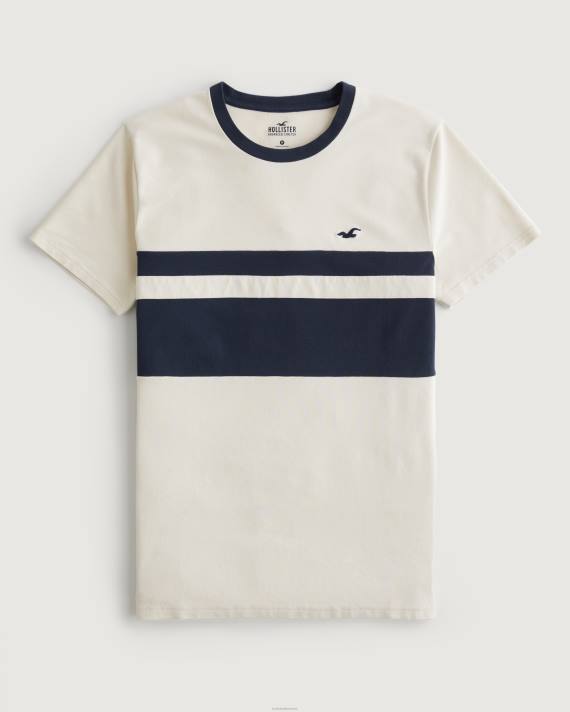 Hollister Mænd colorblock besætning ikon pique t-shirt 2H8Z964 toppe fløde