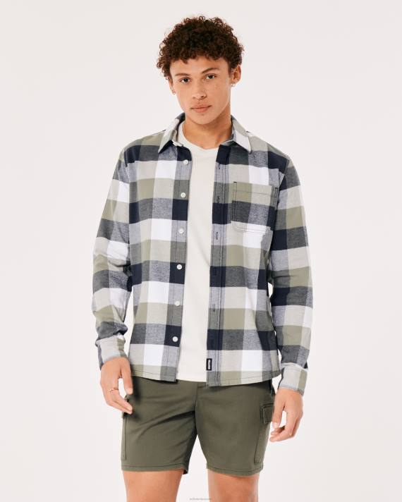 Hollister Mænd flannelskjorte med knapper 2H8Z1051 toppe oliven tern