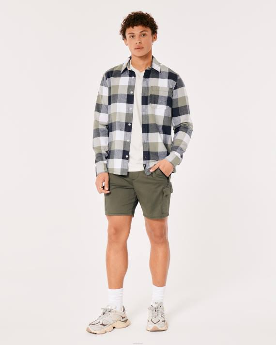 Hollister Mænd flannelskjorte med knapper 2H8Z1051 toppe oliven tern