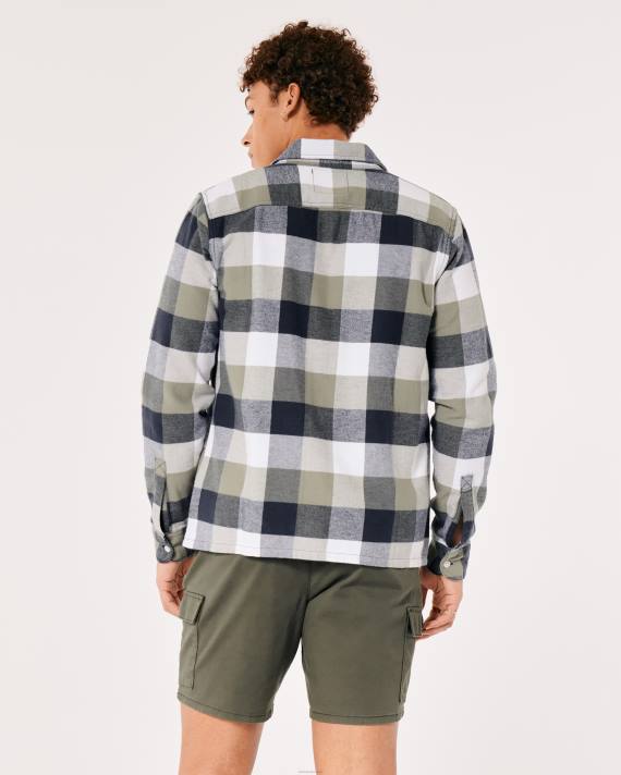 Hollister Mænd flannelskjorte med knapper 2H8Z1051 toppe oliven tern