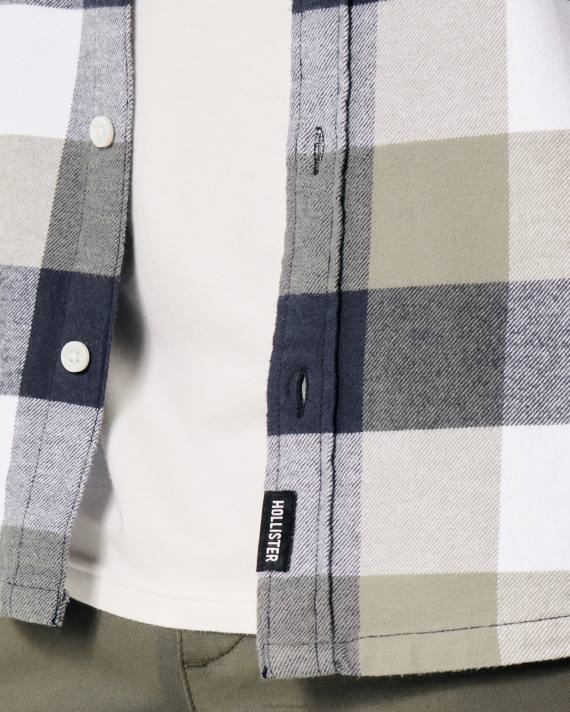 Hollister Mænd flannelskjorte med knapper 2H8Z1051 toppe oliven tern