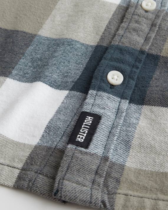 Hollister Mænd flannelskjorte med knapper 2H8Z1051 toppe oliven tern