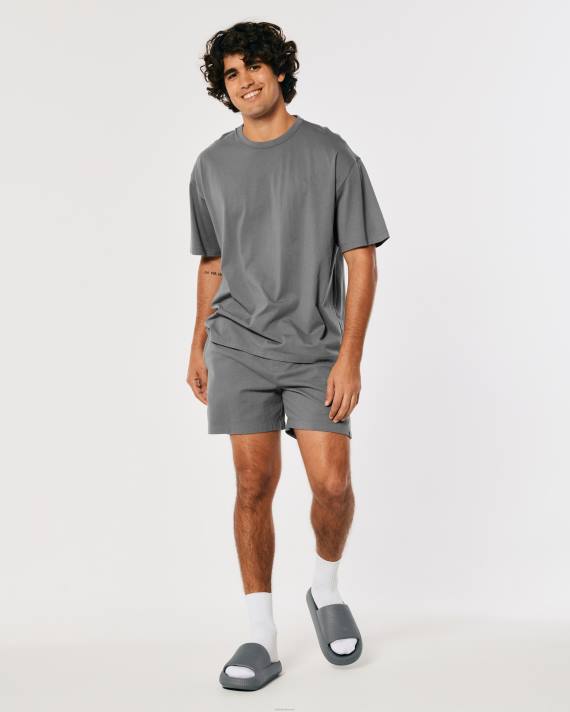 Hollister Mænd gilly hicks active essentials oversized crew t-shirt 2H8Z977 toppe mørkegrå